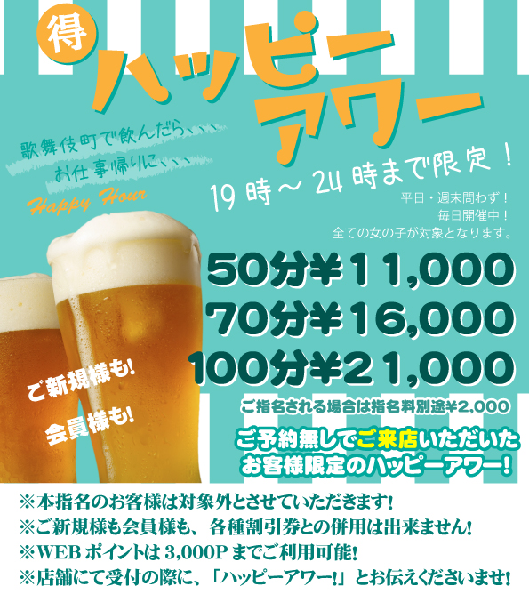 ハッピーアワー開催中！